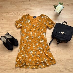 Yellow dress with slip for comfort underneath.